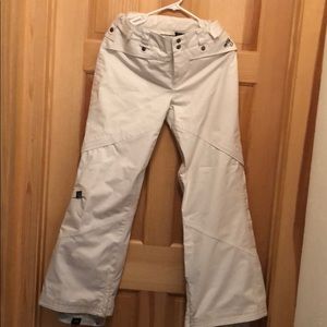 Roxy white and grey striped snow pants in Med.